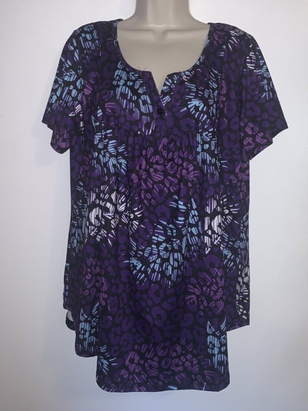 Women's Summer Tunic Tops Flowy Flare Botton Down Shirt Blouse